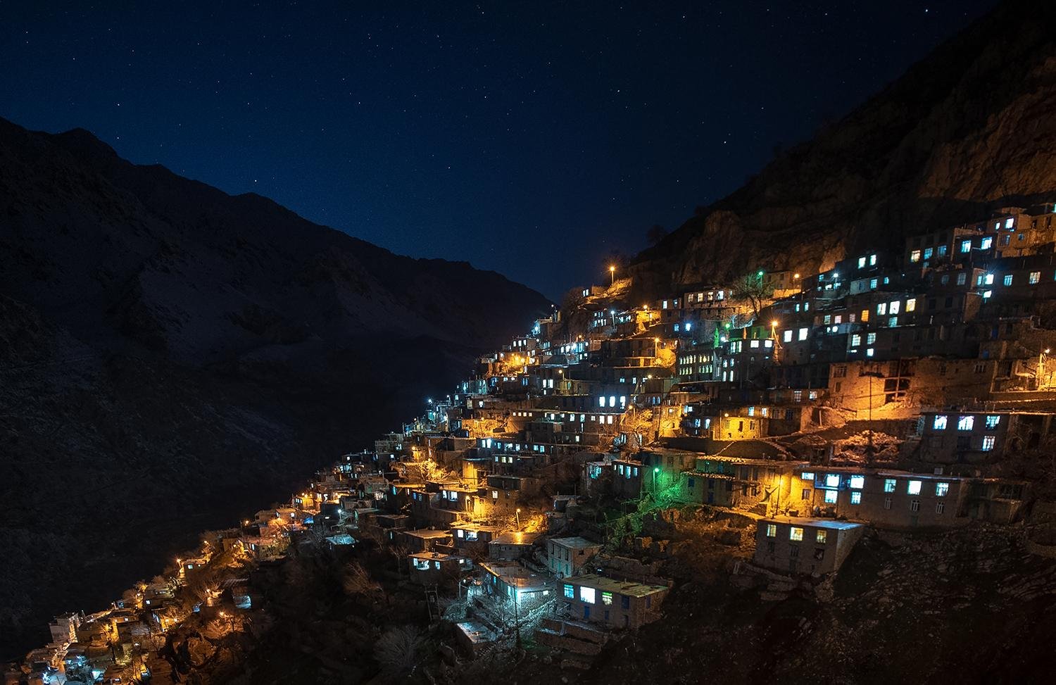 village in night by Vahid Babaei