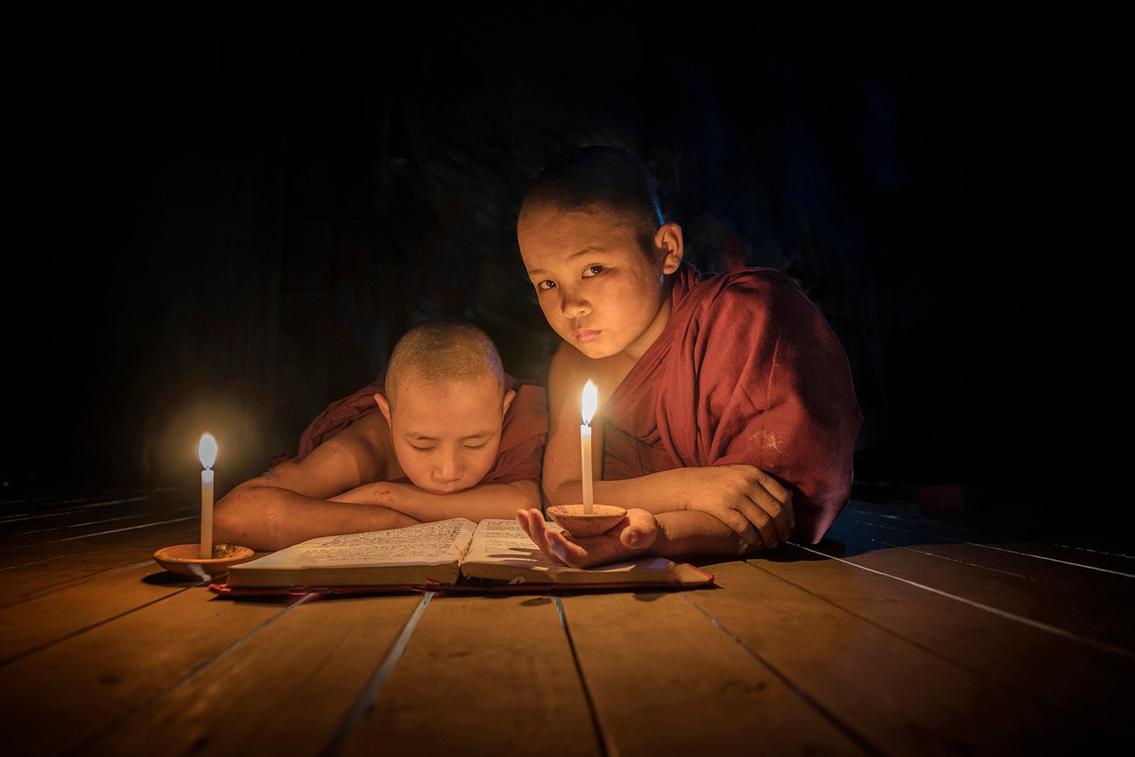 Novice Monks of Myanmar by Stephen Wallace